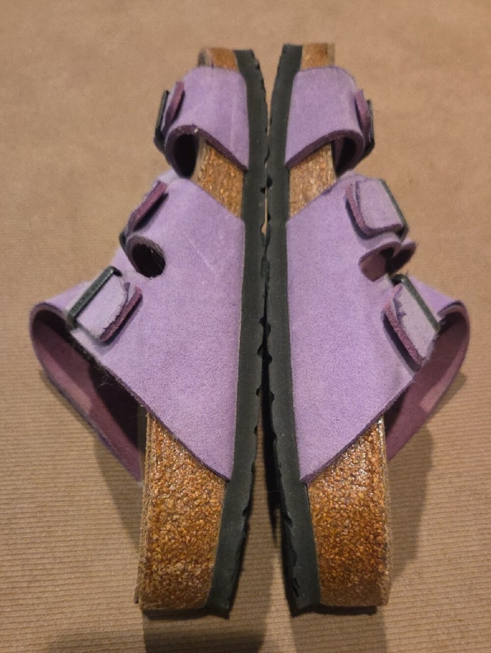 Size 39 Birkenstock Triple-Strap Purple Suede Sandals - Picture 6 of 12